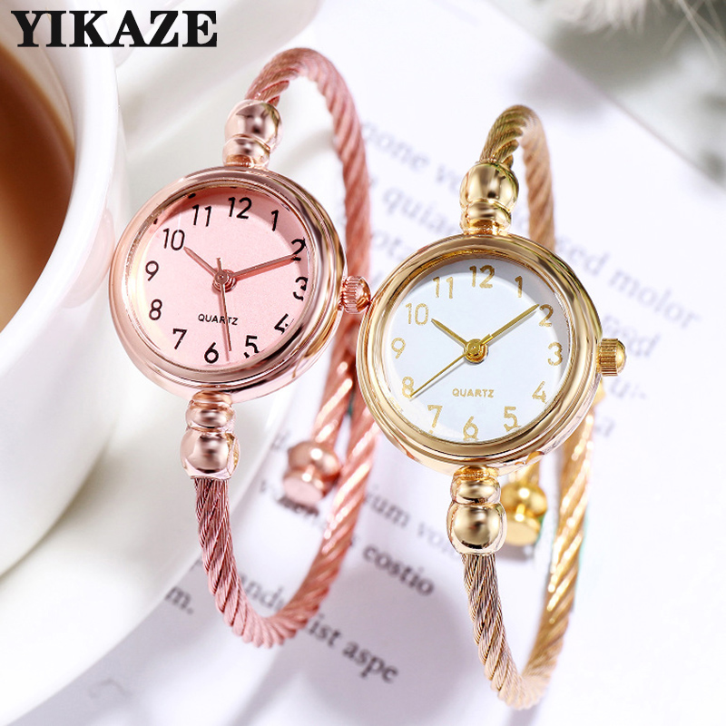 Luxury Watch Female - YIKAZE Frauen Uhren Kleine Gold Armreif