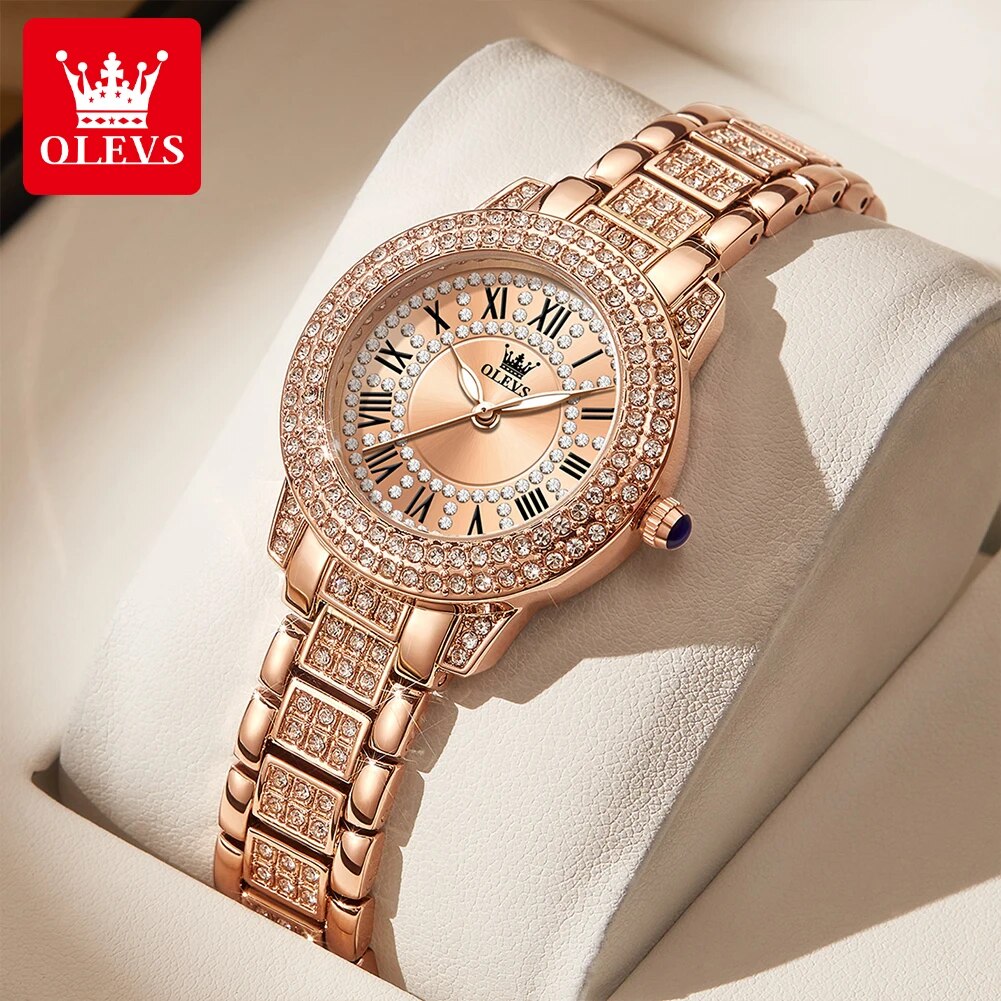 Luxury Watch Diamond - OLEVS 9943, luxuriöse Original-Quarzuhr mit Diamanten