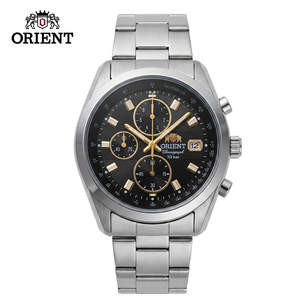 Open Heart Watch - Orient Herren-Sportuhr mit Quarz-Chronograph, Tachymeter-Skala, Datumsanzeige,