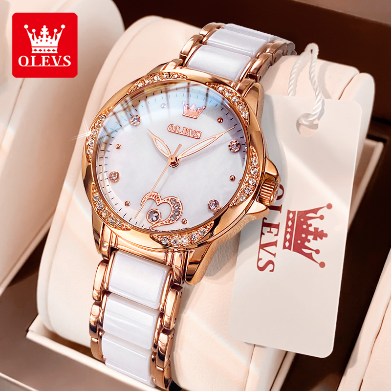 Open Heart Watch - OLEVS 6631 Automatische mechanische Damenuhr, modisches