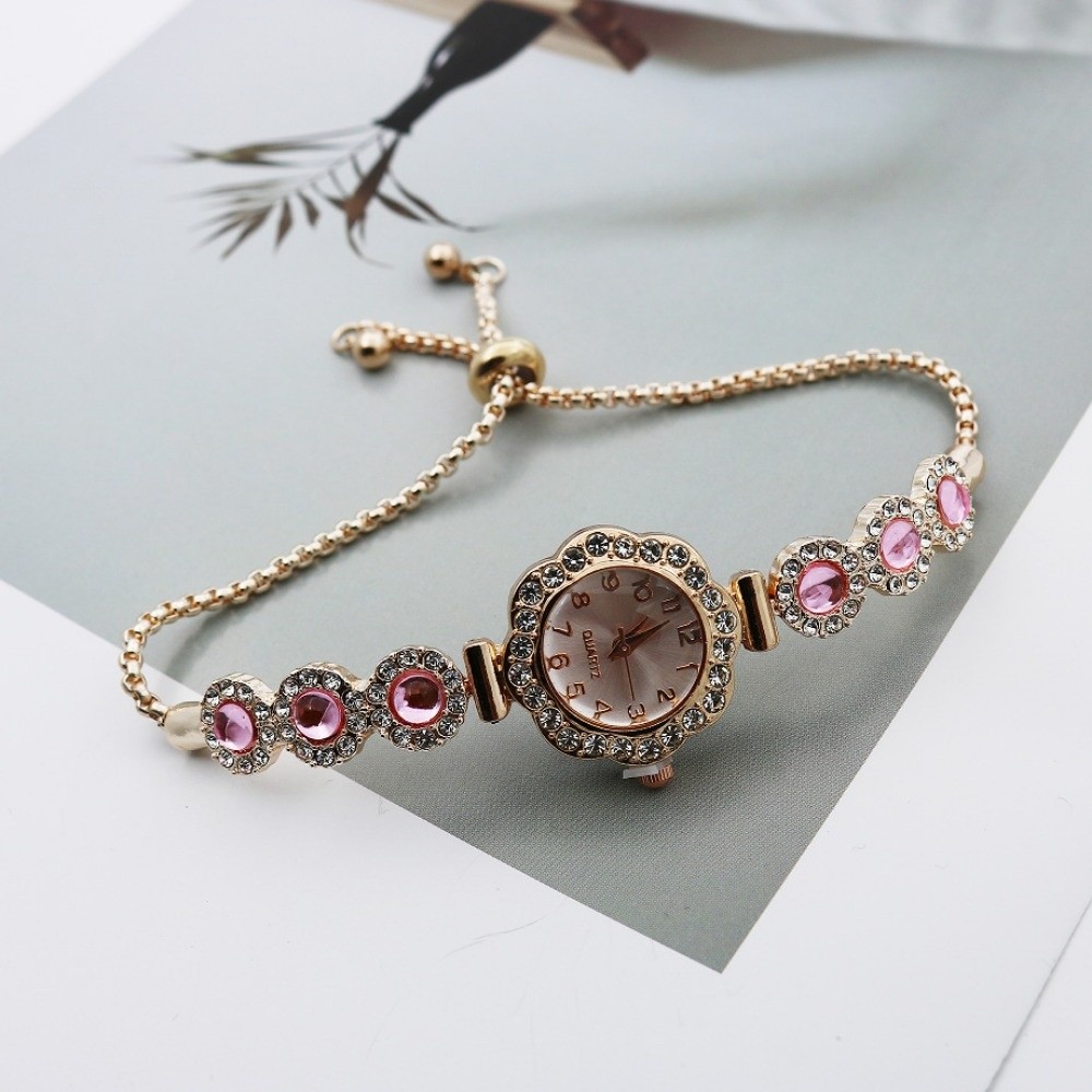 Open Heart Watch - Modische Strass-Damenuhr mit Blumen- und Herzförmigem