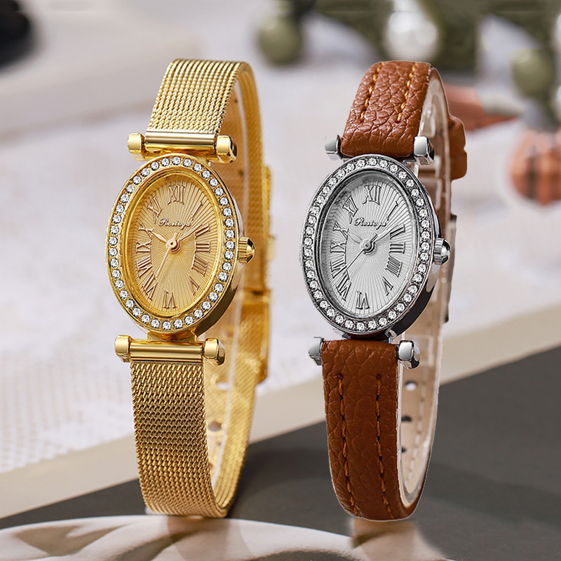 Luxury Watch Diamond - Luxus-Damenuhr, Modische Ovale Diamant-Zifferblatt Quarz-Armbanduhr, Großhandel,
