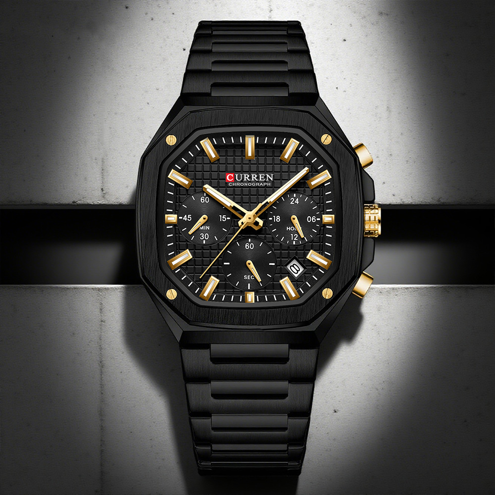 Luxury Watch Usa - CURREN Luxuriöse quadratische Chrono-Uhr für Herren,