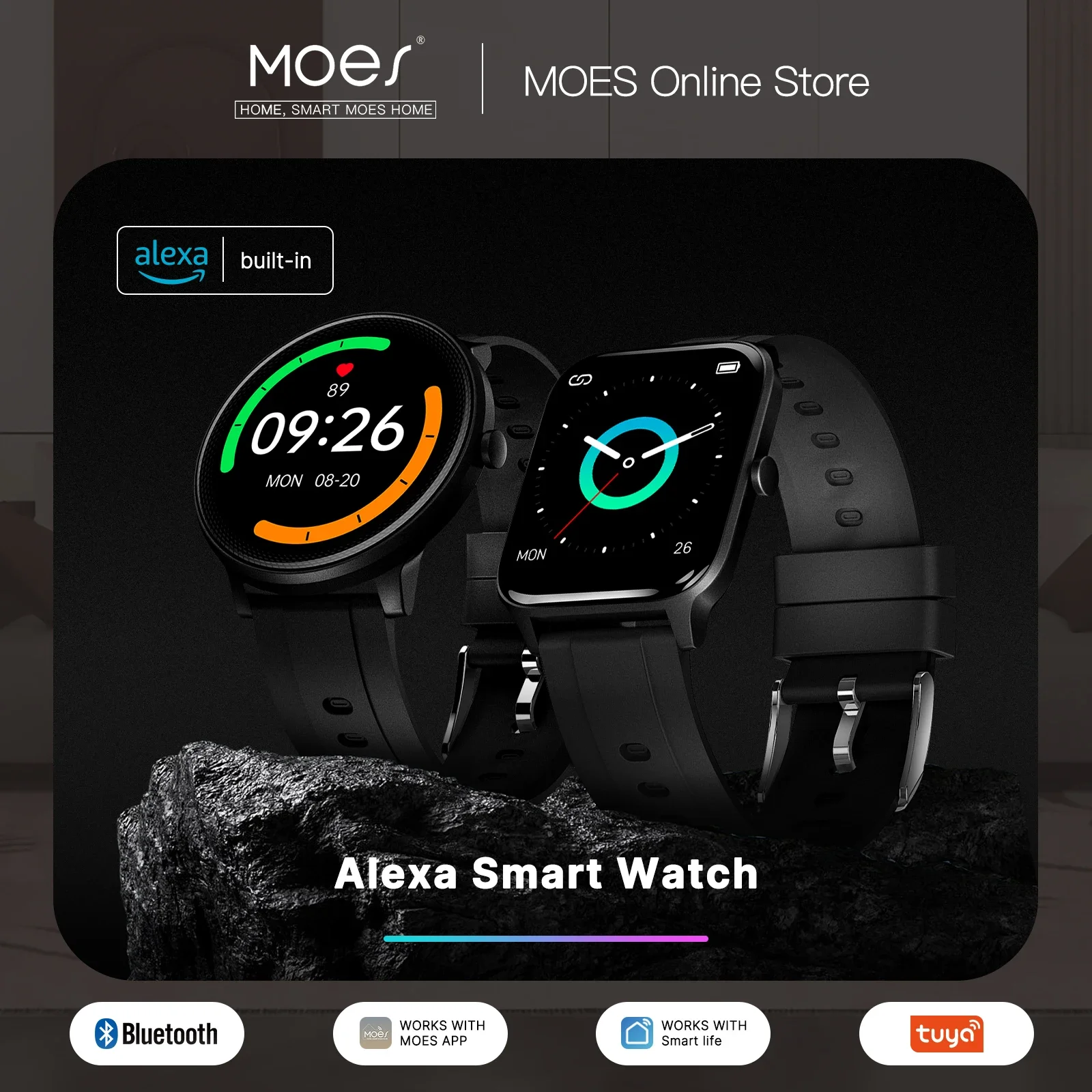Open Heart Watch - Moes Smart Watch Alexa eingebaute Fitness-Tracker