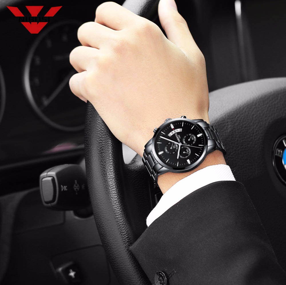 NIBOSI Edelstahl Schwarz Quarz – Luxury Watch Manufacturers Bewertung und Preis