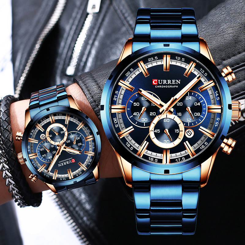 Curren Herrenuhr, blaues Ziffe – Luxury Watch Apple Bewertung und Preis